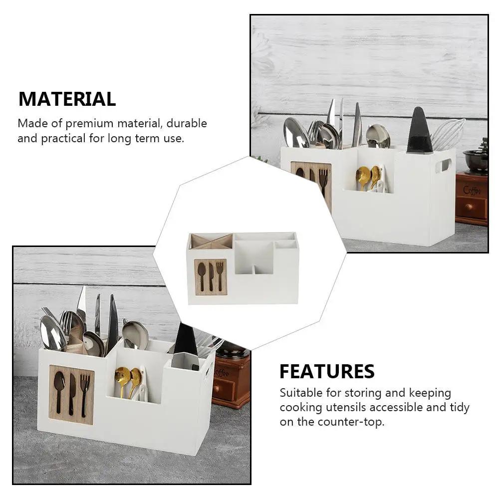 Organizador de utensilios de madera para cocina, soporte para cubiertos, cuchara, palillos, estante de almacenamiento, resistente a los arañazos, fácil de limpiar, 1 unidad