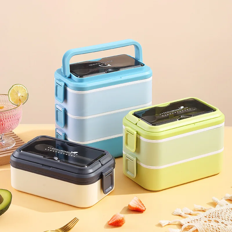 Big Capacity Lunch Box Stainless Steel Double Layer for Kid Students Office Worker Picnic Portable Bento Food Storage Containers