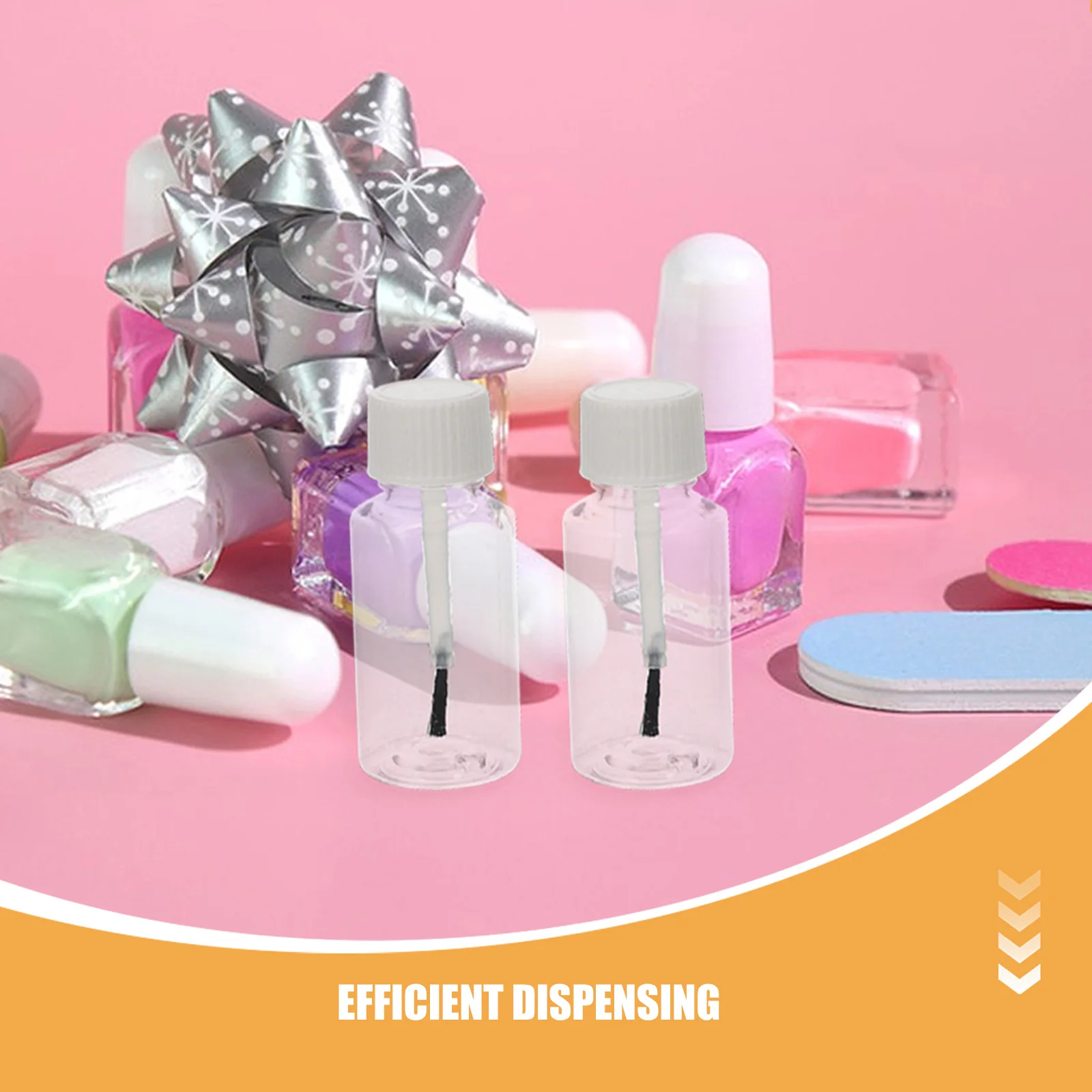 Bouteilles à ongles en plastique transparent avec capuchon de brosse, conteneurs d'échantillons réutilisables pour Nail Art, conception anti-fuite pour colle de vernis à l'huile, 20 pièces