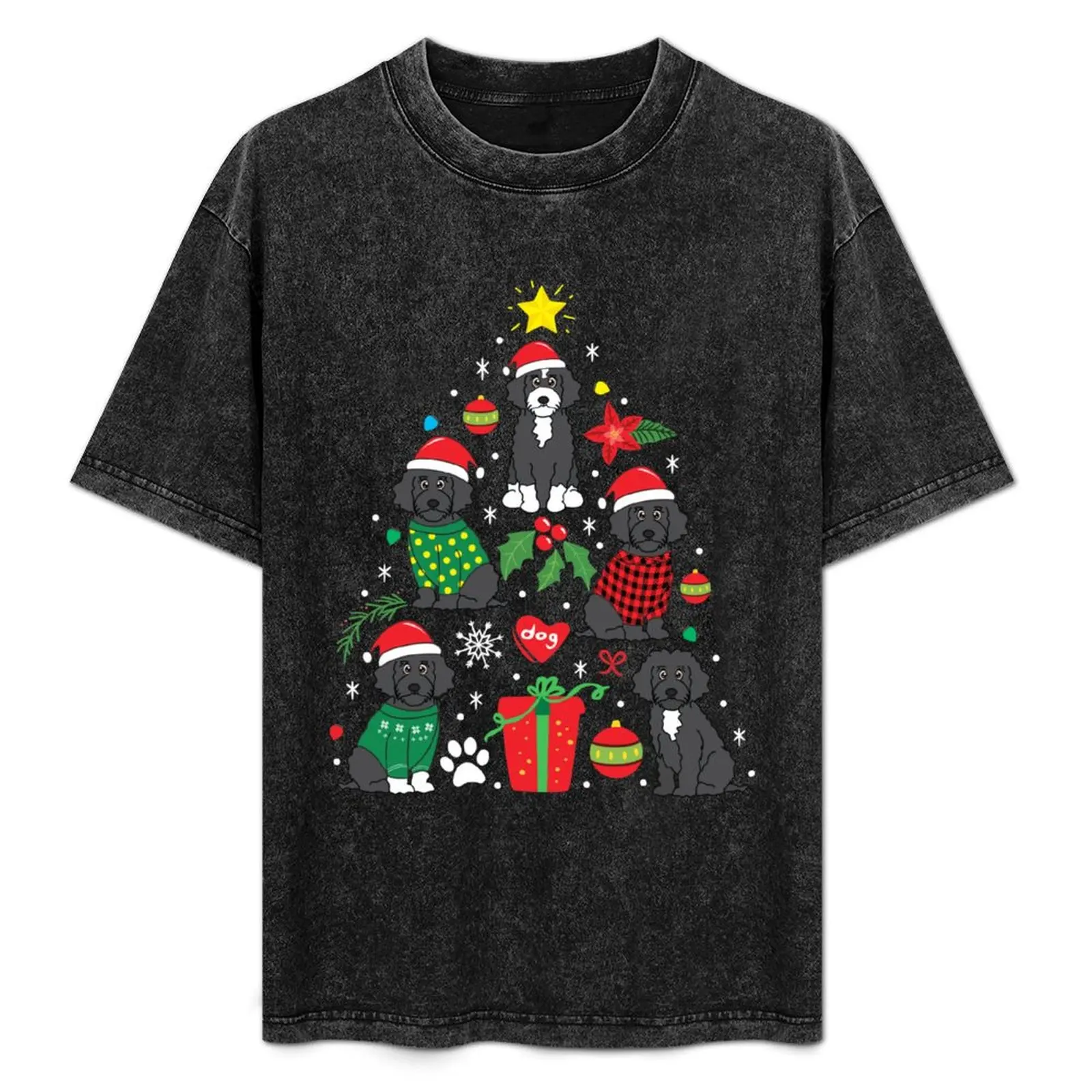 

Portuguese Water Spaniel Christmas Ornament Tree T-Shirt Luxury man affliction shirts Men's t-shirts
