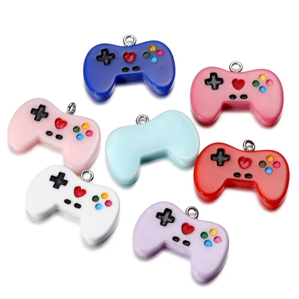 10Pcs/Lot Colorful Gamepad Resin Charms Cute Pendants for DIY Keychain Earings Necklace Pendant  Jewlery Making Accessories