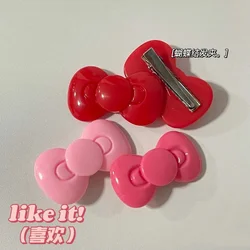 Horquilla con lazo Kawaii Sanrio, accesorios para el cabello de Hello Kittys, Clip LATERAL de corazón para niña, flequillo, joyería de temperamento, regalo, horquilla Sanrio