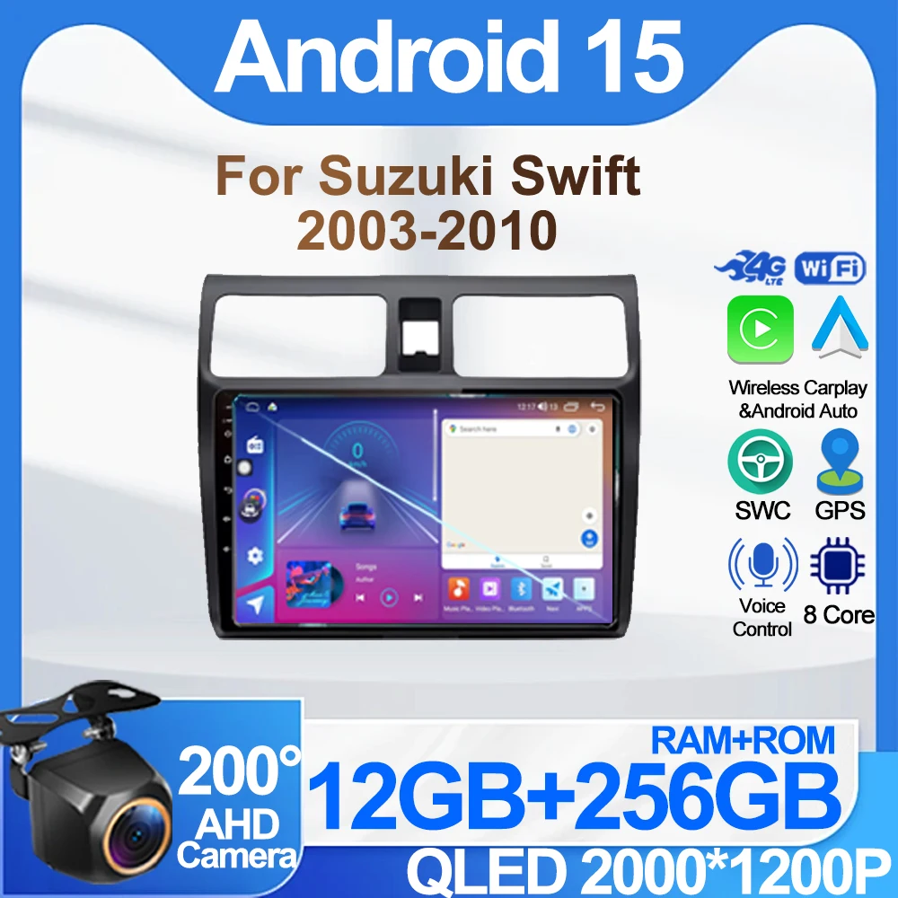 

Автомобильное радио Android для Suzuki Swift 2003-2010 8-ядерный мультимедийный плеер Стерео Carplay АВТО головное устройство WIFI 2din DVD 4G Видео QLED