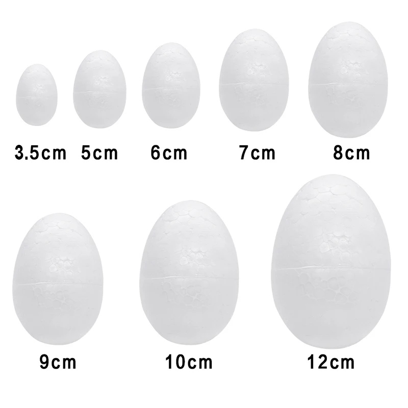 20pcs White Foam Eggs Easter DIY Painting Craft Fake Styrofoam Egg Easter Home Decoration Supplies Kids Birthday Favors Toy Gift