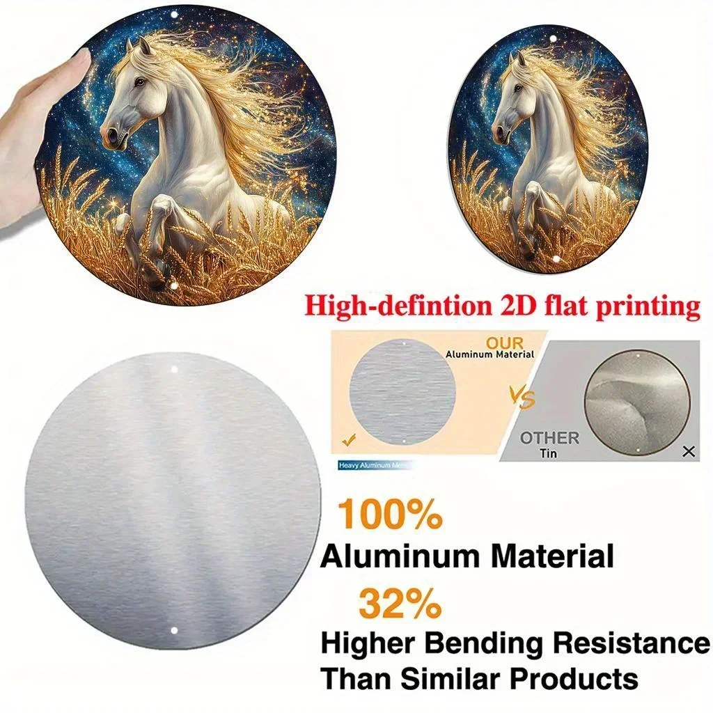 خمر تين تسجيل الحصان الأبيض الذهبي ماني جولة الألومنيوم جدار الفن ديكور #4