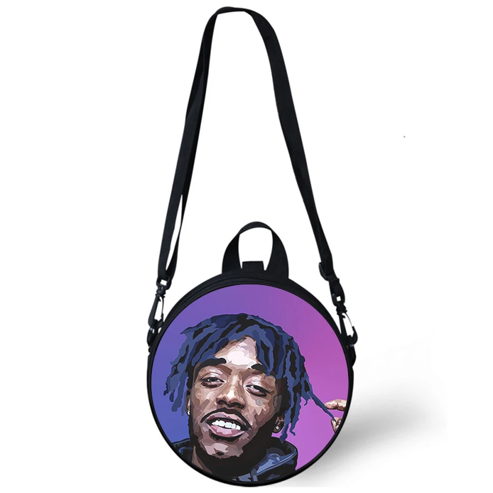 Lil uzi vert rapper criança saco de jardim de infância impressão 3d crossbody sacos de ombro para a escola feminina mini redondo bagpacks rugtas saco