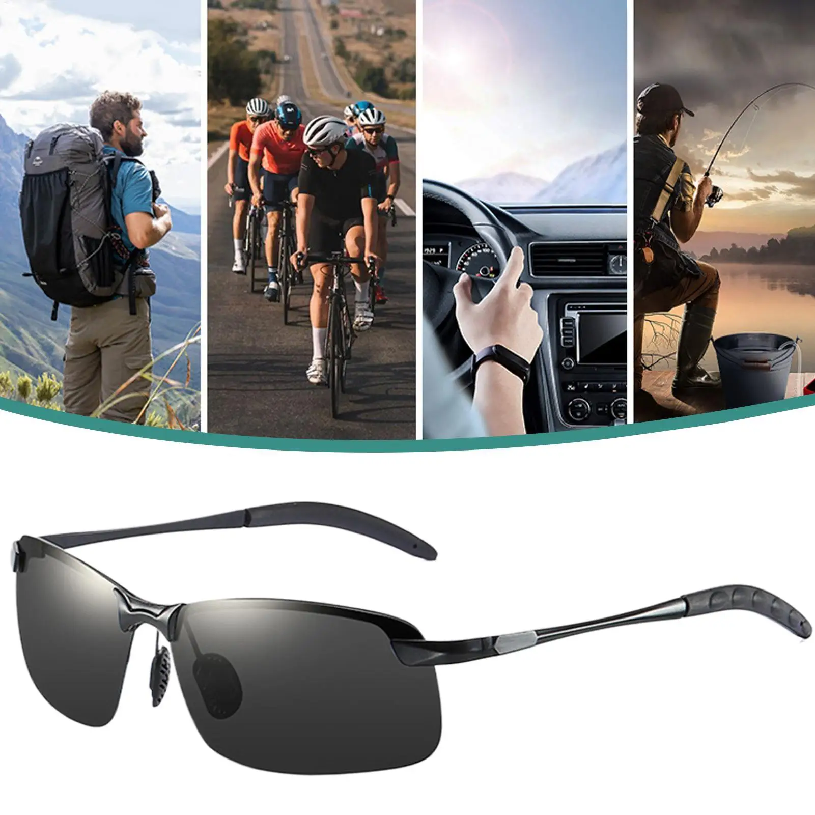 Photochrome Schutzbrille, Übergangs-Sonnenbrille für Herren, Blendschutz, polarisierte Fahrbrille, UV400-Schutz für Herren, zum Angeln – Detail 11