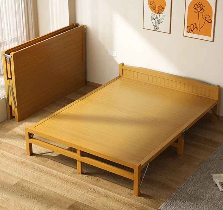 

Bamboo bed lunch break folding adult household simple solid wood hardboard bed