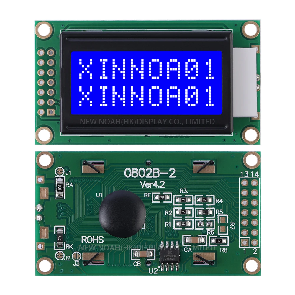Синяя пленка, белые буквы 0802B-2, 3,3 В, матричный экран 02X8, ЖК-дисплей 58X32X13,5 мм, 8*2-символьный ЖК-экран, ЖК-модуль Cob