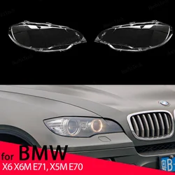 Auto Front Headlight Cover Transparent Glass Headlamps Lampshade Lamp Shell Masks For BMW X6 X6M E71 E72 2008-14 X5M E70 10-13