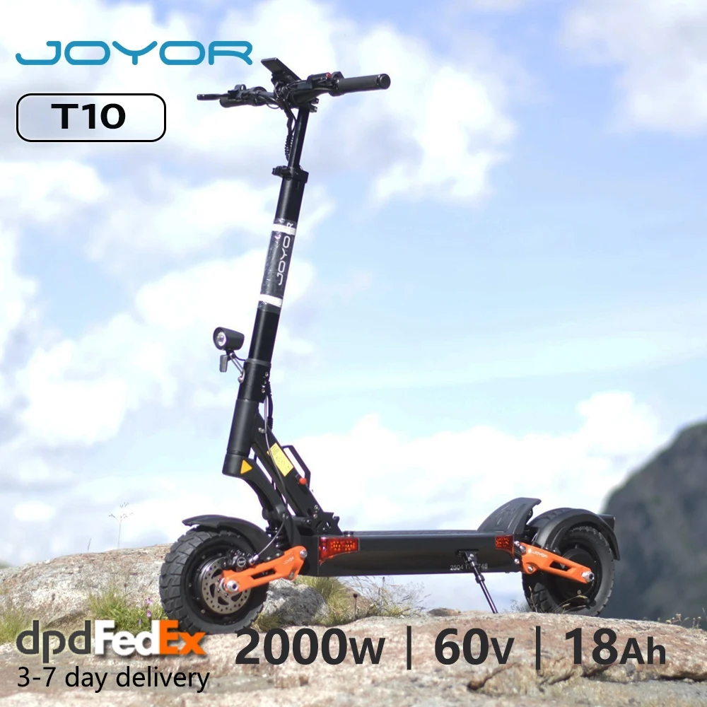 JOYOR T10 Trottinette Electrique Adulte, Double Moteur 1000W, Batterie 60V 18Ah, 25 km/h et Autonomie 75 km
