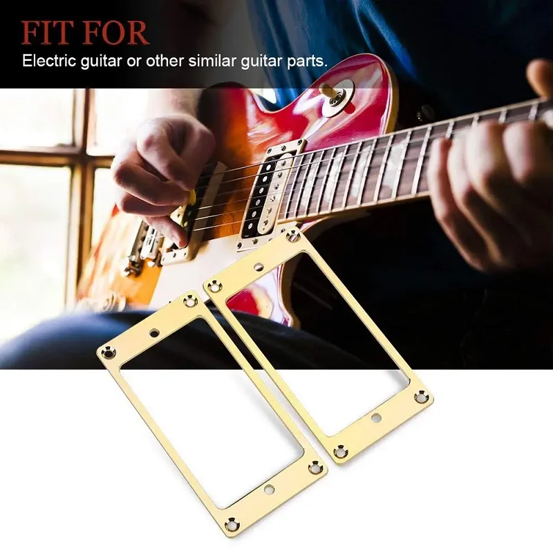 2 Pieces Electric Guitar Pickup Flat Base Metal Replacement Mounting Inside Frame Guitar Surround Humbucker Gold/Silver/Black