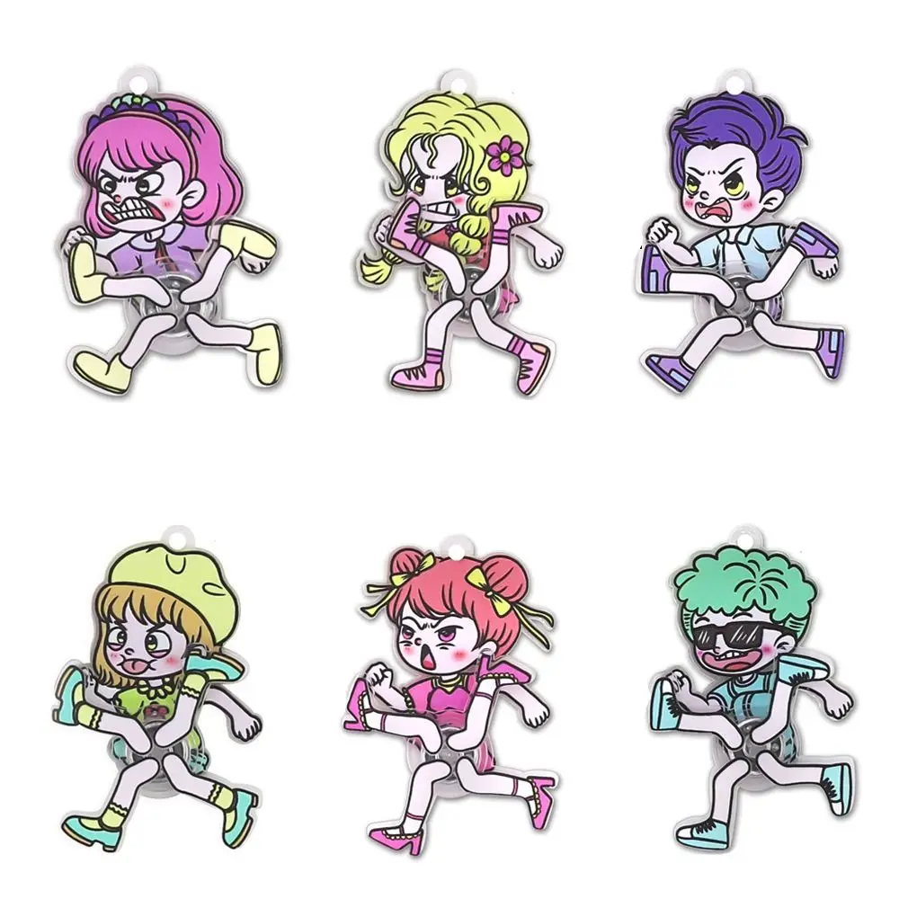 12 pçs/set design engraçado giroscópio chaveiro bonito estilo anime esporte correndo tema mão giroscópio brinquedo recurso de fiação