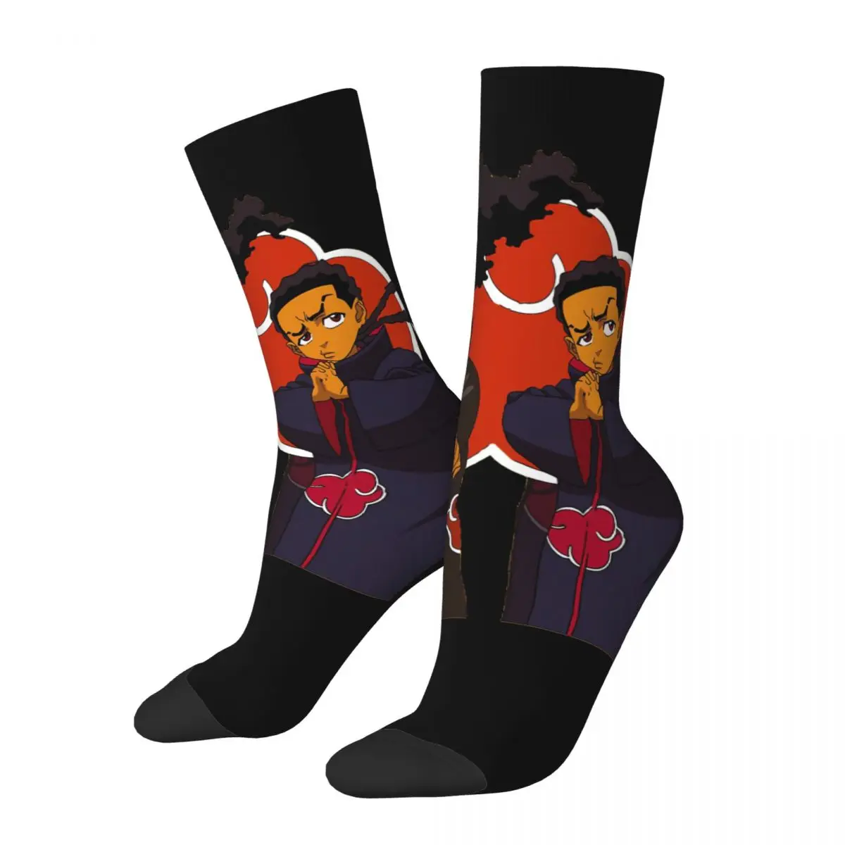 Hip Hop Vintage African American Riley Huey Crazy Men's compression Socks Unisex The Boondocks Harajuku Pattern Crew Sock Boys