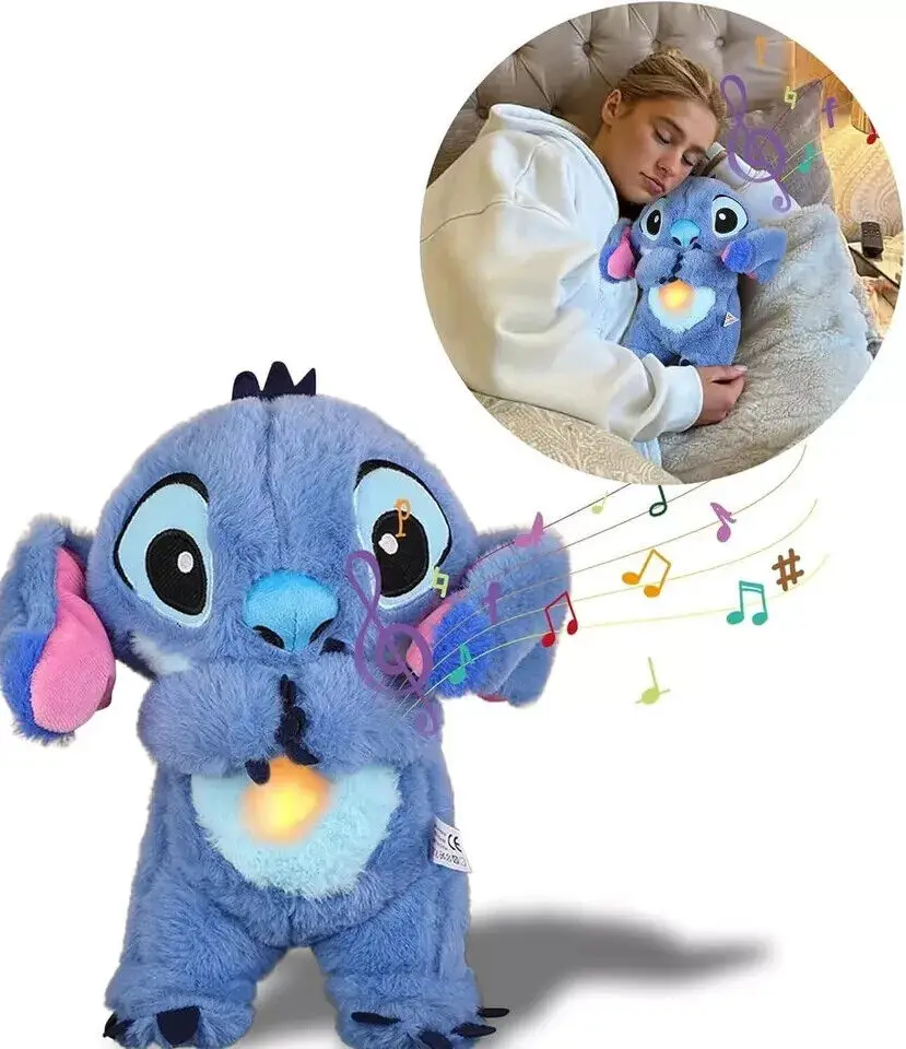 Peluche de Lilo & Stitch con Luz y Música, Juguete Relajante para Dormir, Regalo de Stitch Rosa