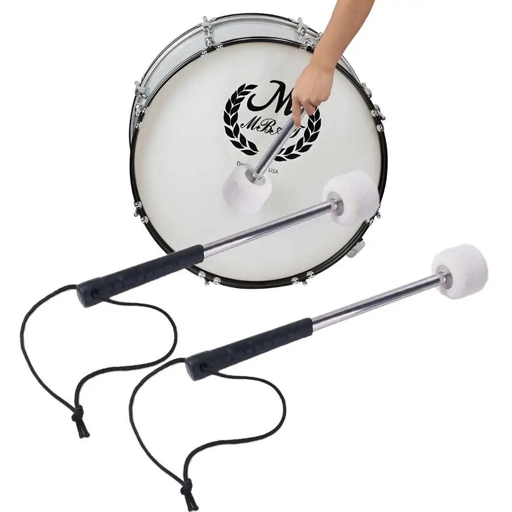 Mazo de tambor de bajo de acero inoxidable, cuerda colgante, mango ergonómico, palo de tambor de Metal, palos de instrumentos de timbales clásicos blancos