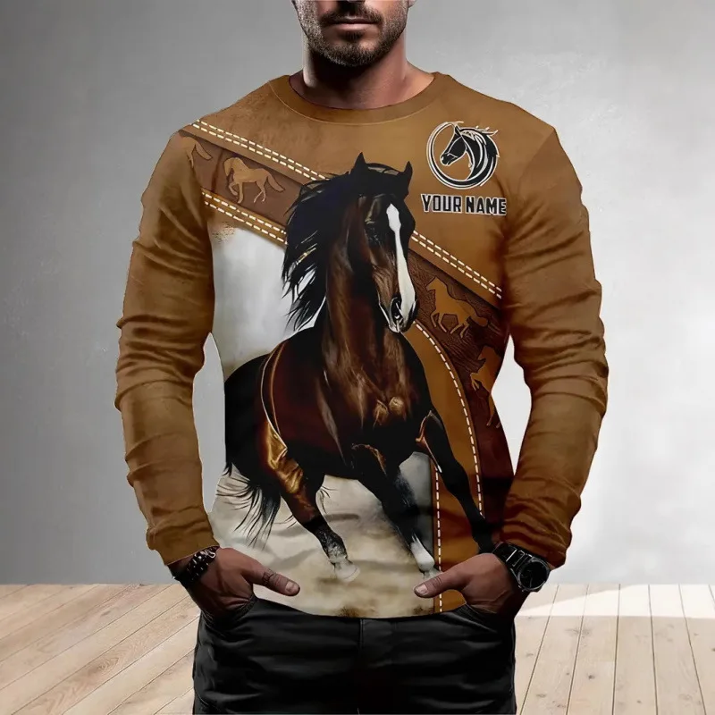 

Популярная мужская повседневная футболка с длинными рукавами и 3D-принтом на весну и осень.