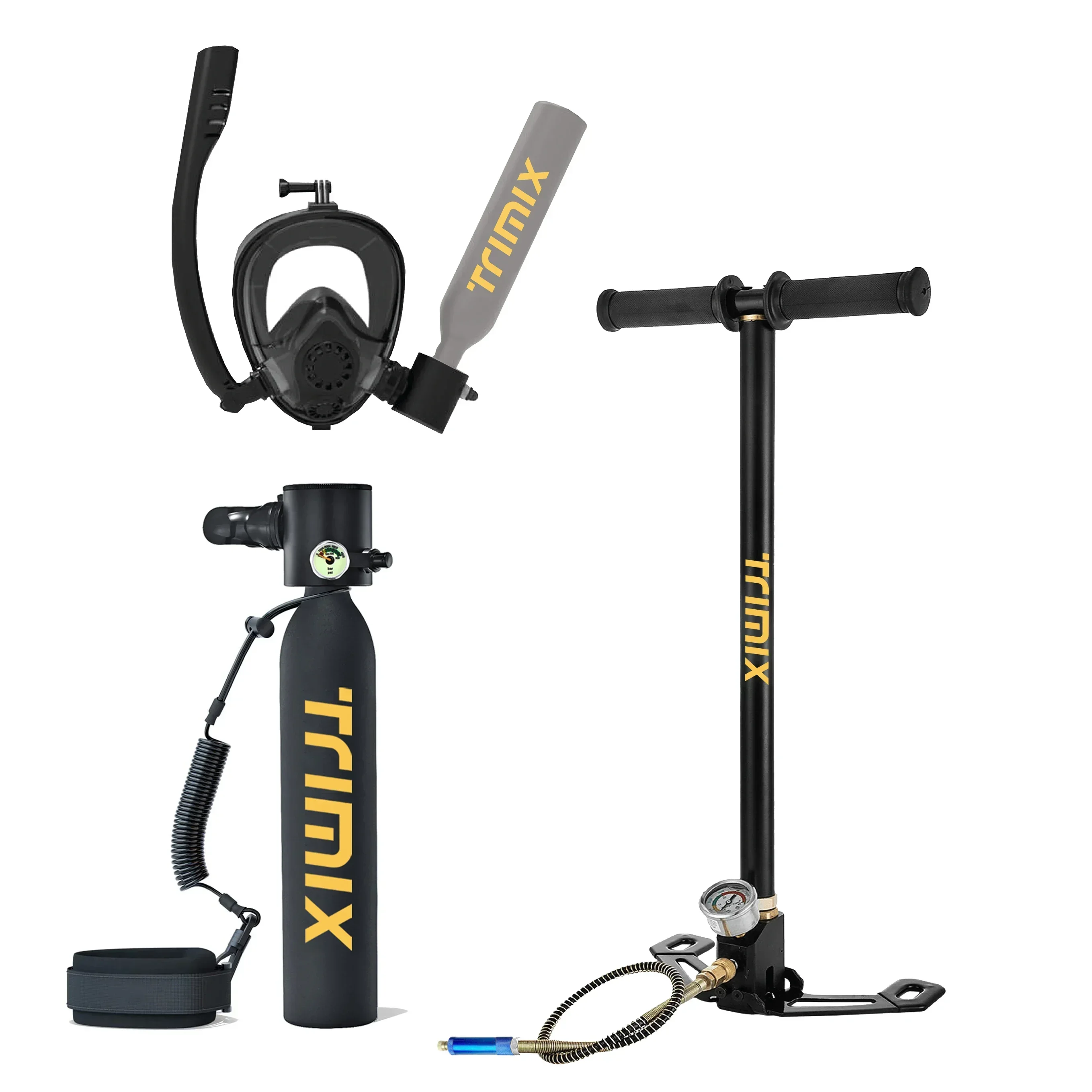 

Trimix Lung Tank Mini Tank 0.5L Scuba Tank Trimix Sub-Mask Hand Pump Lightweight
