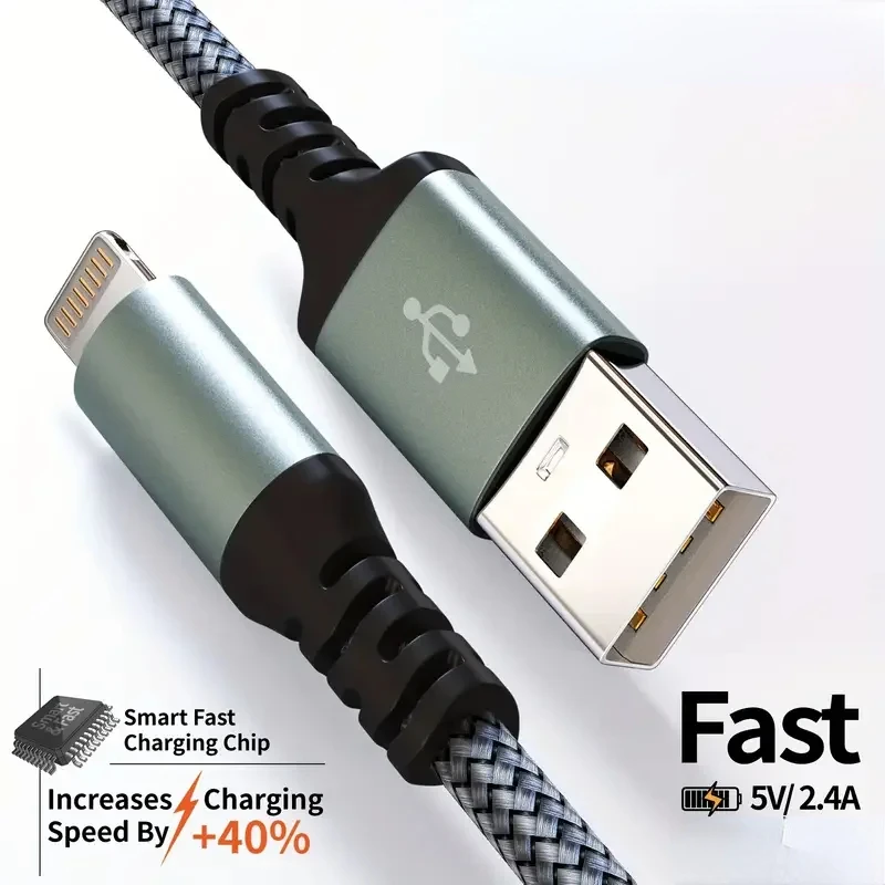USB to Lightning charge cable for iPhone 14 13 12 11 Pro Max 8 7 6 Fast charging cable Data cable for iPad Mini MFi Certified