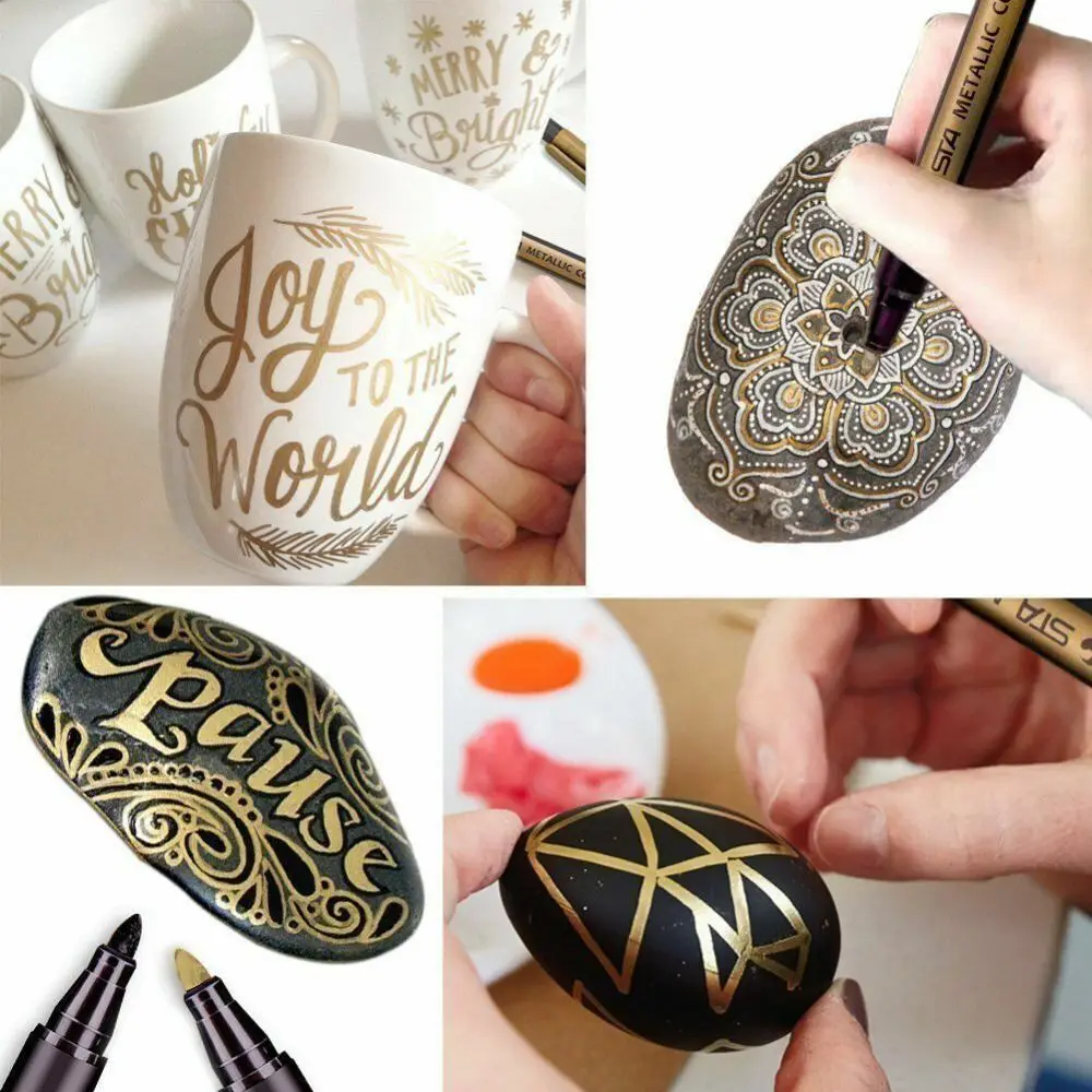 10 Colors Metallic Marker Kawaii Waterproof Permanent Paint Pen Stationery Water-based Color Pen Painting
