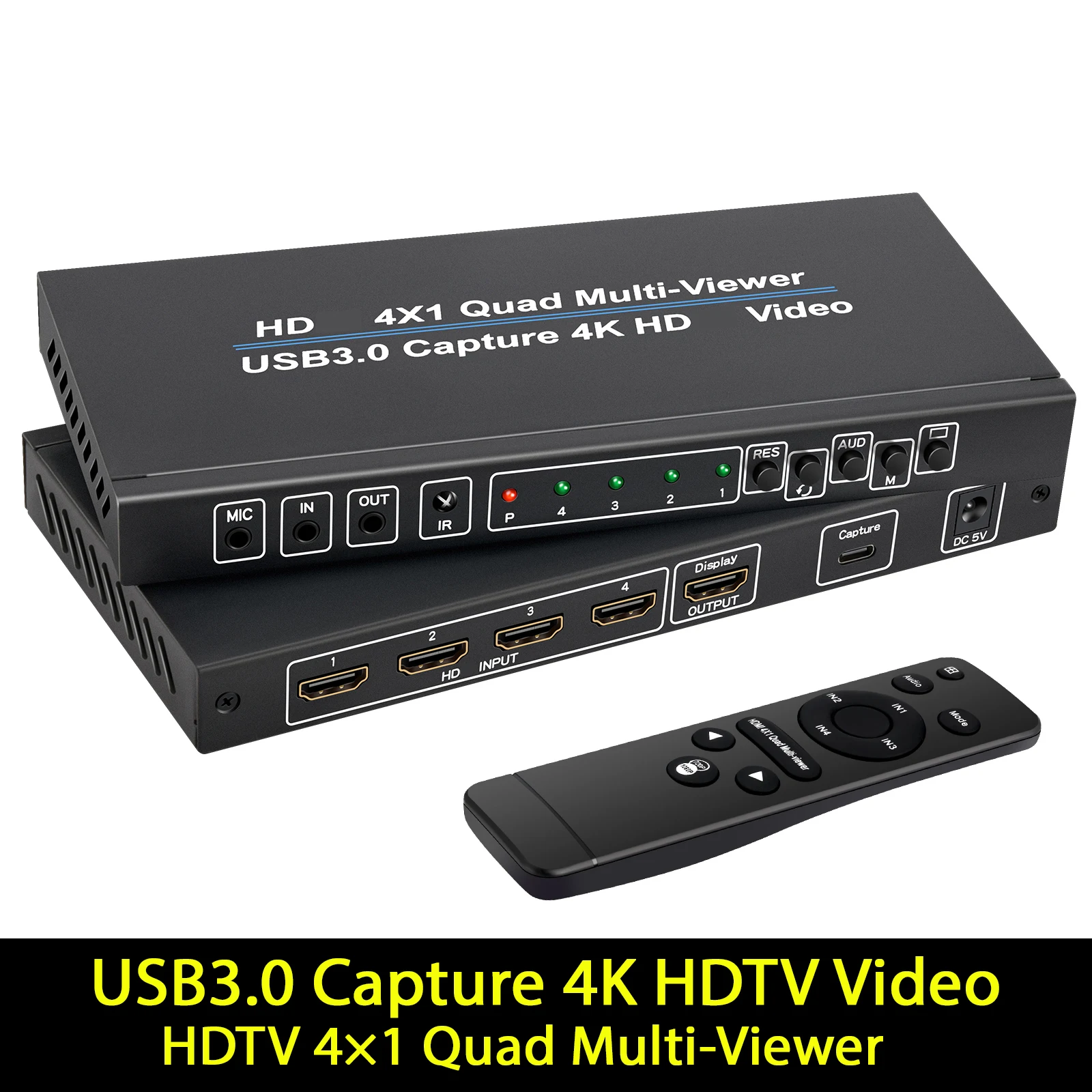 

Карта видеозахвата USB3.0, разветвитель экрана HDTV, пульт дистанционного управления 4-в-1 с многофункциональным изображением на картинке, прямая трансляция
