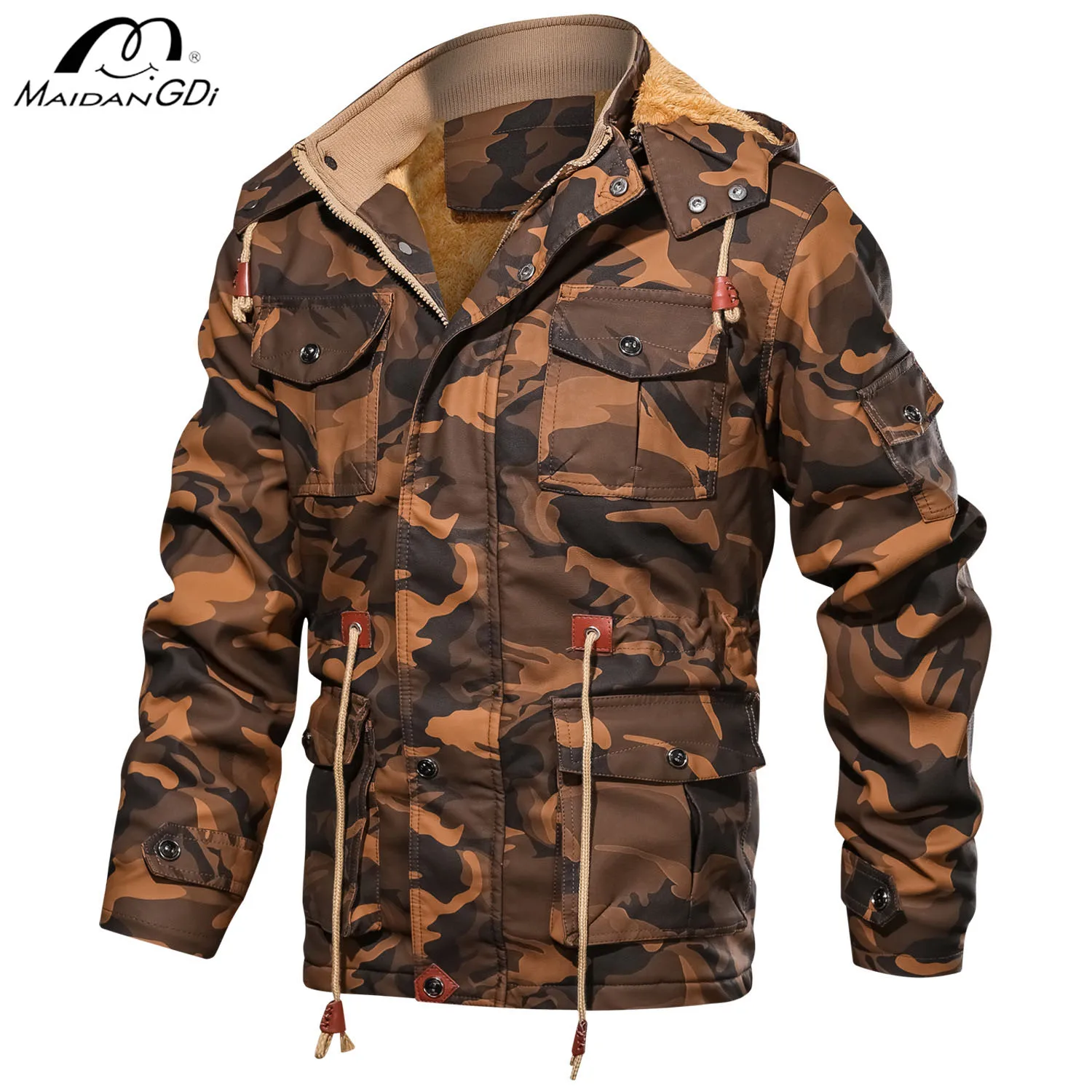 

MaiDangDi Camouflage Military Style Men's Jacket Tough Guy Male Coat Windproof Warm Fleece Mens Top Military Enthusiast Jacket