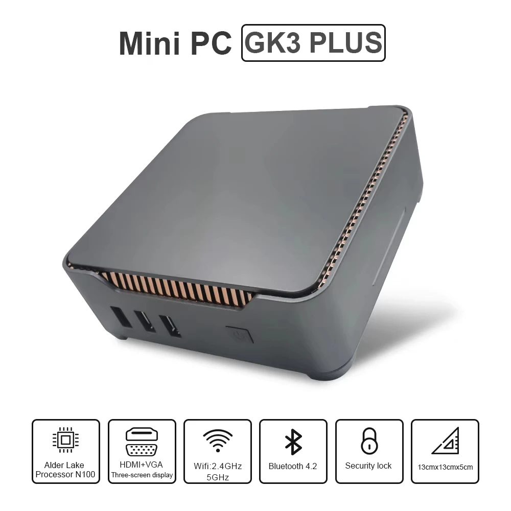 GK3 Plus Intel N100/N150 Quad Core Quad Thread Mini PC Win 11 pro 32GB DDR4 WIFI5 1TB SSD BT4.2 HDMI RJ45 1000M 4K HD Pocket PC