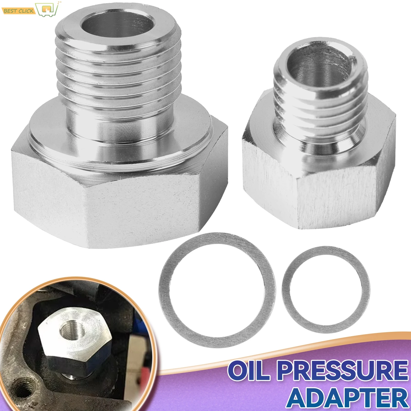 

1/8 NPT Female to M12 M16x1.5 Male Oil Pressure Gauge Sender Adapter Fitting Aluminum Leakproof Universal for Cars With Gasket