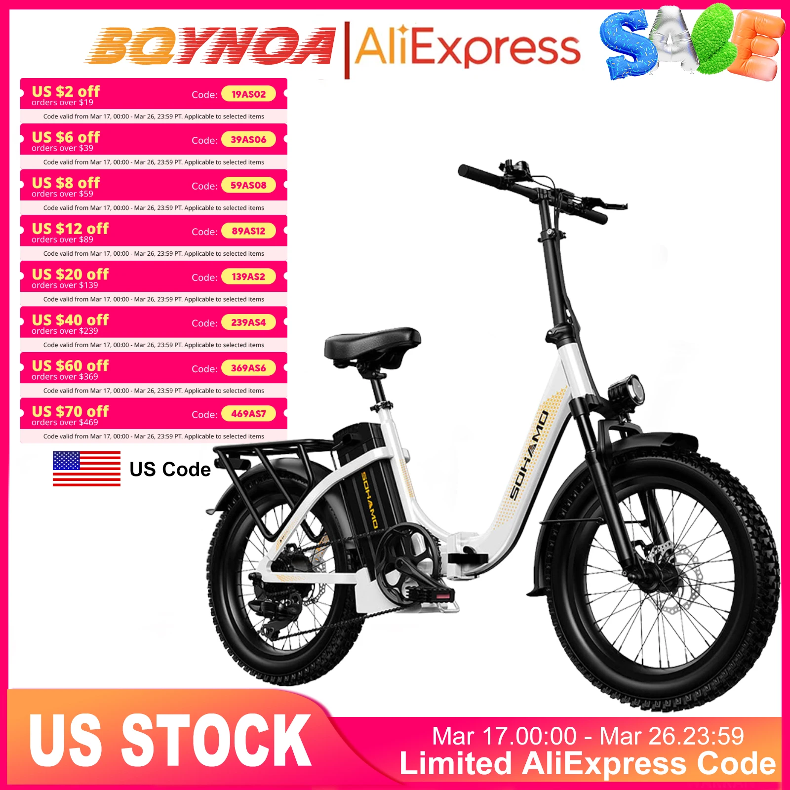 

20'' Fat Tire Folding Electric Bike,48V15AH Removable Battery,Peak 1100W Motor,28MPH 37Miles Range Ebike With Large LCD Display