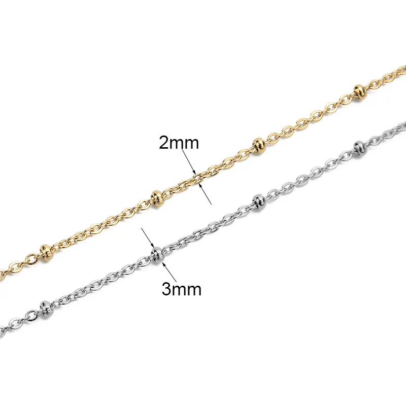 2meters Stainless Steel Chains Bulk Gold Color Ball Bead Cuban Link Chains Lot for Necklace Bracelet Supplies Diy Jewelry Making