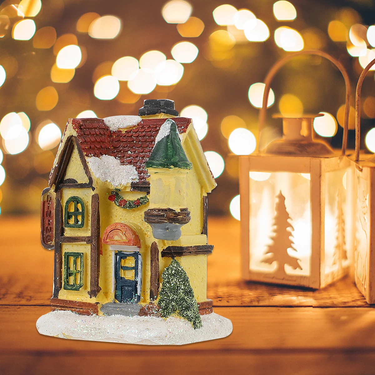 

Led Luminous Resin Villa Glowing Christmas Decoration Party Favor Wedding Xmas Resin Lighted Small