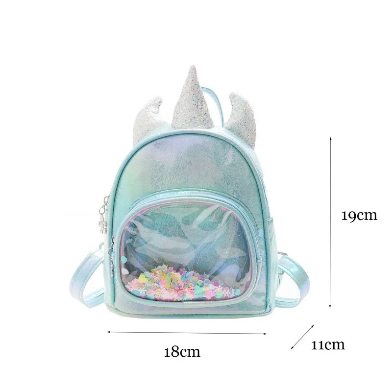 Ransel kecil anak perempuan bordir personalisasi tas warna-warni halus PU Unicorn ransel Mini desain Unicorn anak-anak lucu kartun