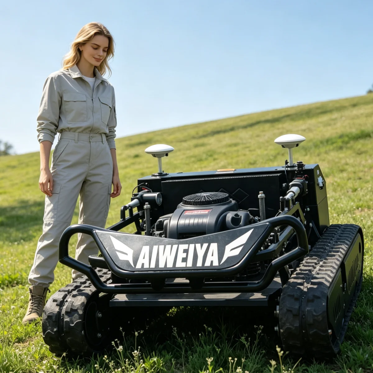 Customized Flail Mower Crawler Radio Control Mower Remote Controlled Flail Lawn Mower With Multi-Functional Snow Shovel Blade