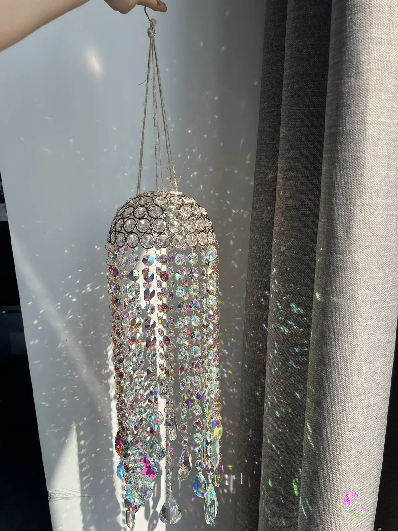 

Light and shadow crystal wind chimes pendant, room window pendant, dream rainbow gift, sunshine catcher custom model.