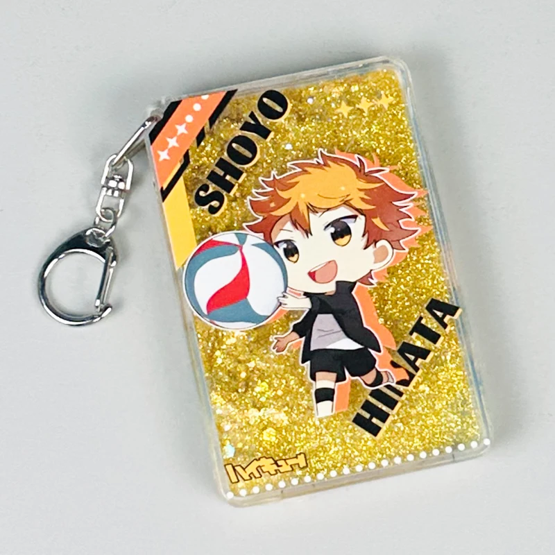 Anime Haikyuu!! Shoyo Hinata Cosplay Acrylic Card Brick Quicksand Mahjong Pendant Keychain Backpack Decoration Widget Xmas Gift