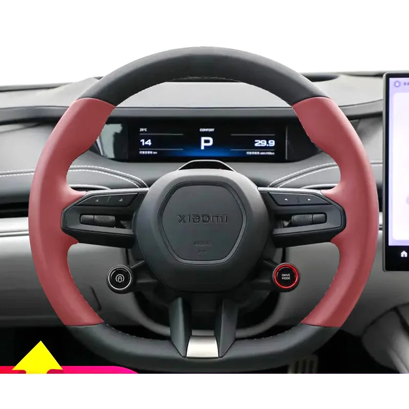 Sports Style Car Steering Wheel Cover Cowhide Car Interior for Xiaomi Su7 PRO MAX DIY Breathable Non-slip Sweat-absorbent