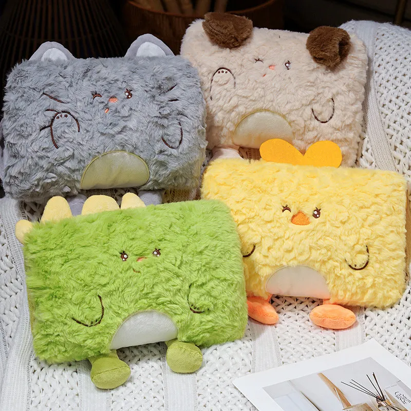 الكرتون الأرنب الفراء غطاء اليد الدافئة أفخم Kawaii دمية على شكل حيوان الكلب القط لعبة الدجاج ديناصور لينة هدية للأطفال #1