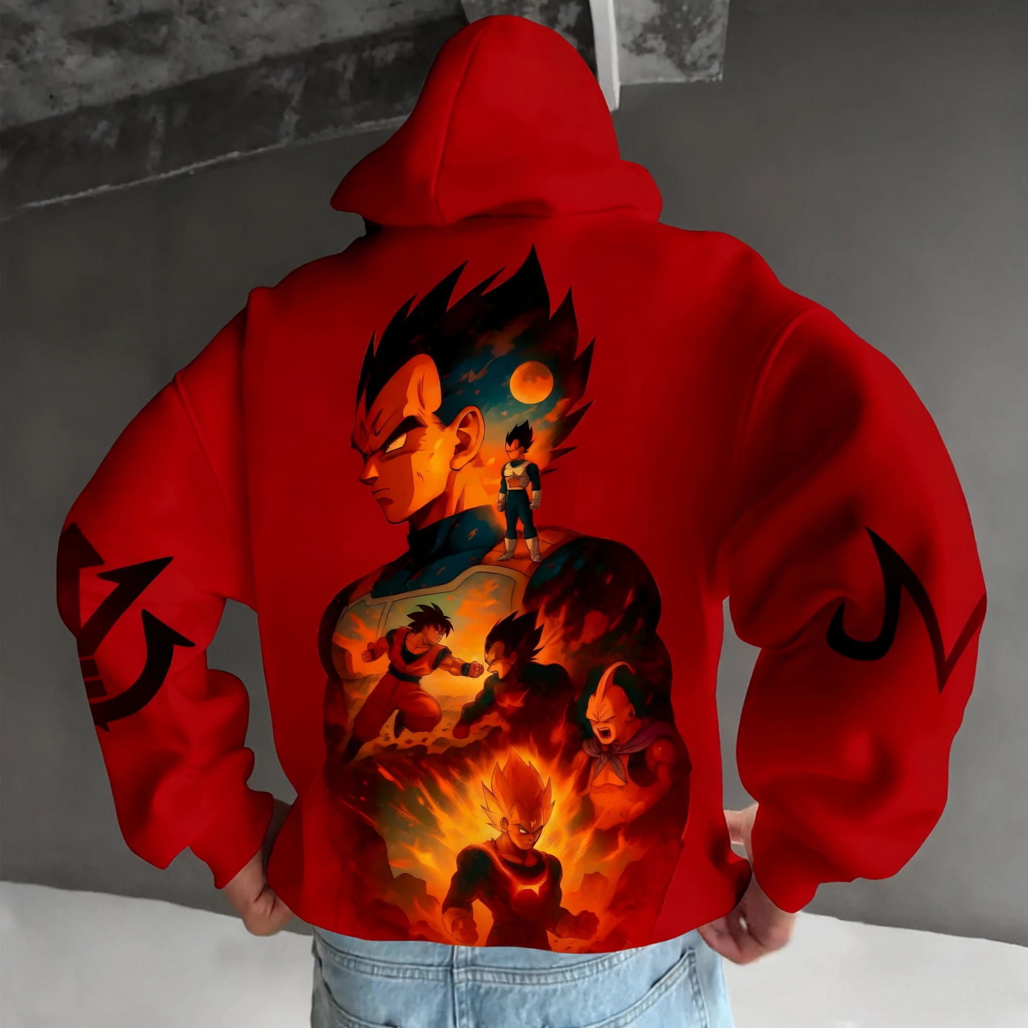 لعبة دراغون بول للرجال والنساء Y2K قلنسوة بسحاب خريف/شتاء جديد فيغيتا أنيمي مطبوعة Harajuku سترة فضفاضة غير رسمية كبيرة