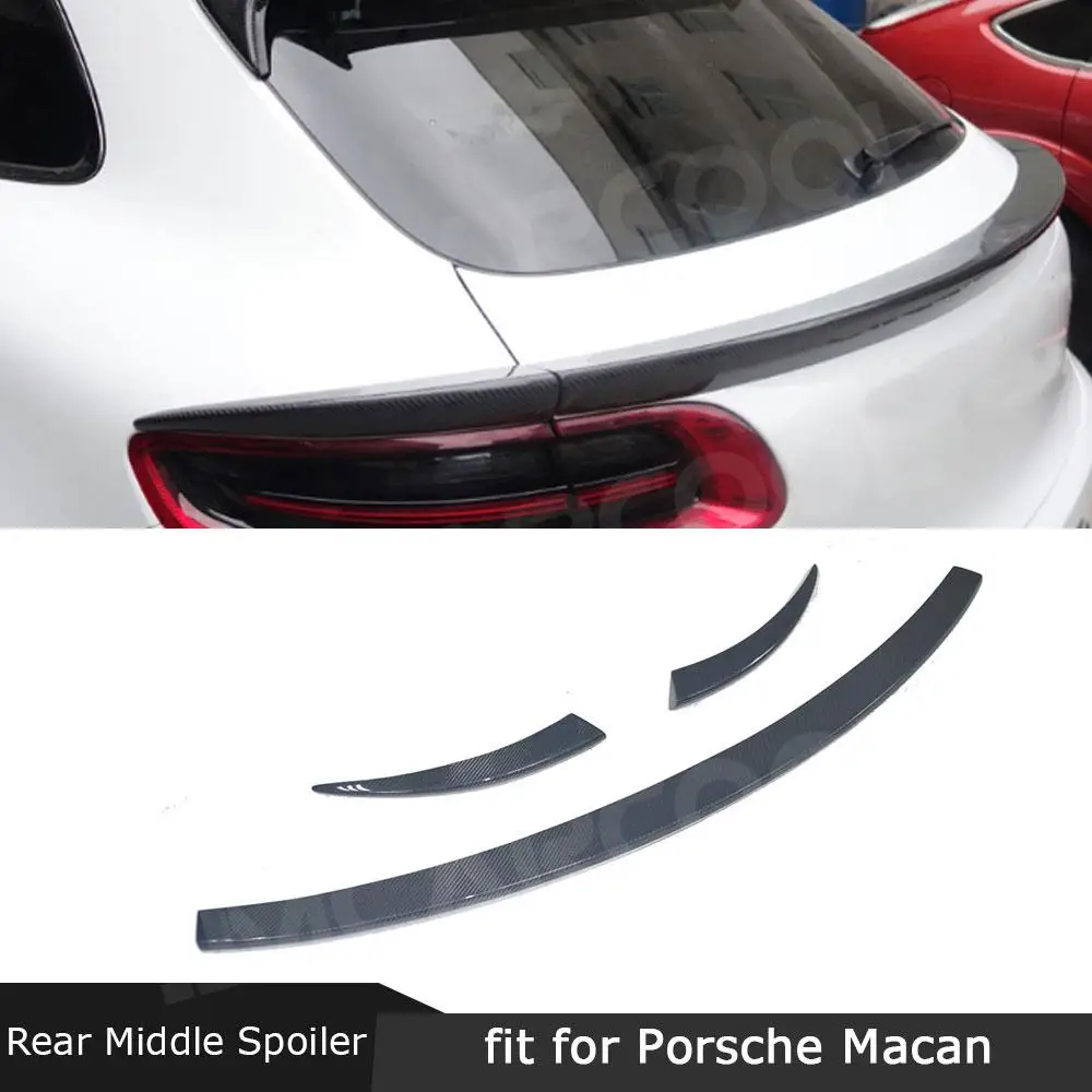 

JMCARCOOL задняя средняя губа из углеродного волокна для Porsche Macan, спойлер 2014-2018 FRP, задняя накладка на талию багажника, Стайлинг автомобиля, 3 шт.