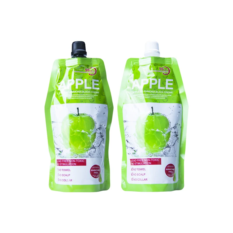 Natuurlijke 500Ml * 2/Pack Apple Haar Kleur Crème Ammoniak Free100 % Grijs Haar Dekking Apple Haar Kleur zwarte Haarverf Shampoo Voor Mannen