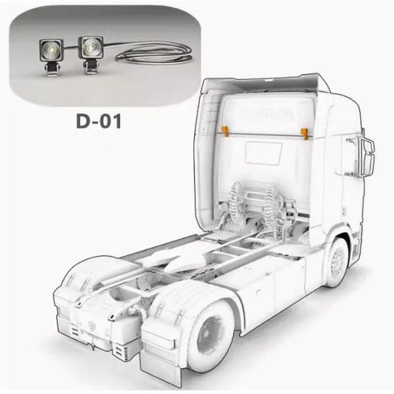 Equipment Rack Lights For Tamiya 1/14 Truck Square Spotlights d-01 Tow Headlights Led Rc Model Toy Parts