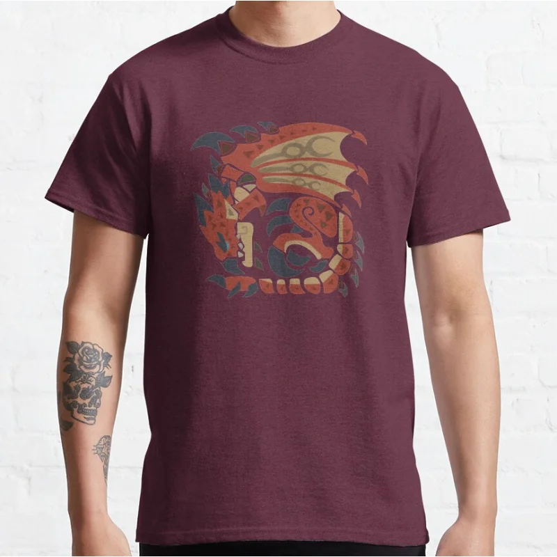 Cute Rathalos 80s Anime Video game Monster hunter world MHW Hunting Club Graphic T Shirts for men large size Adult S-6XL tops