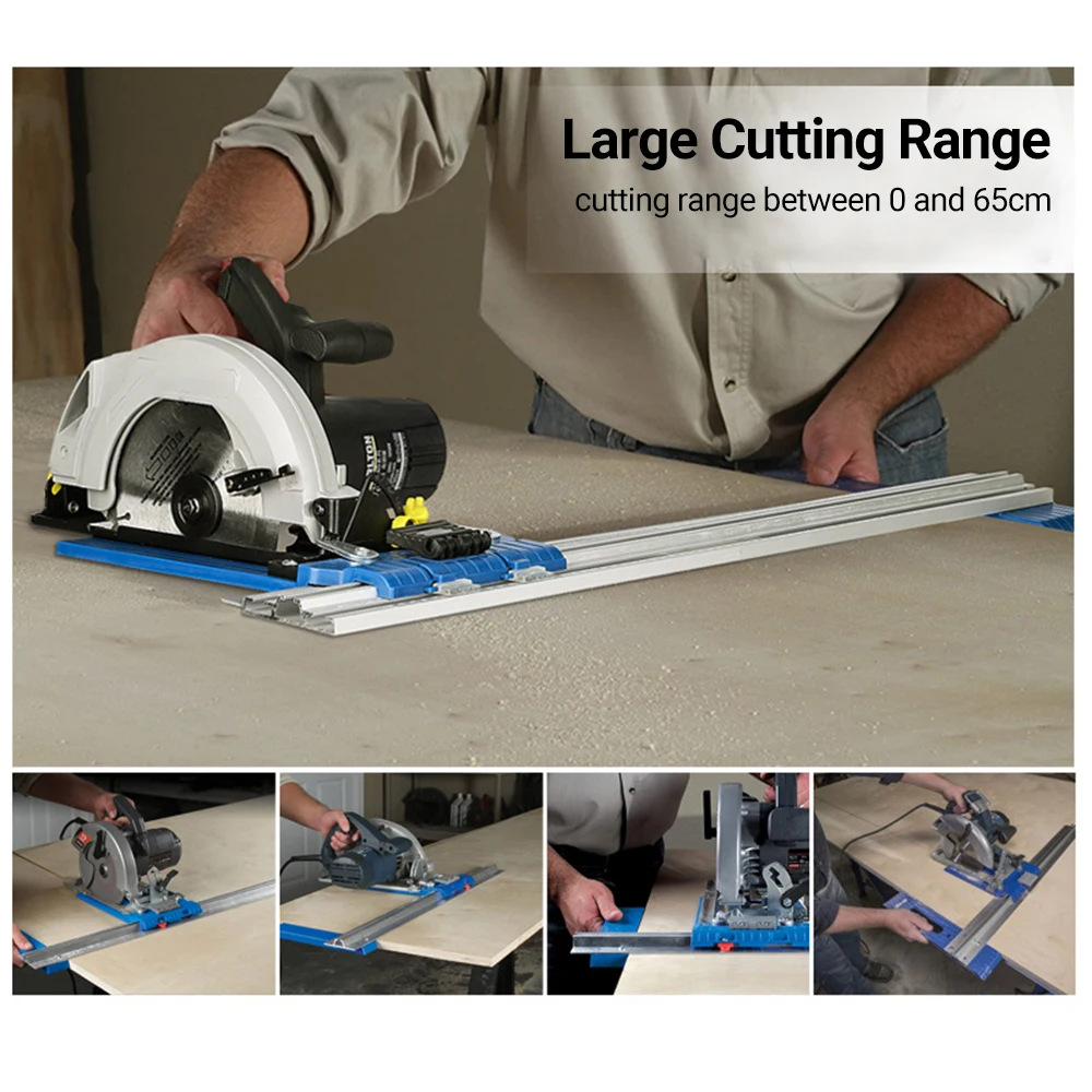 Circular Saw Guide Woodworking Cutting Guide Rail Aluminum Alloy Engineering Plastic Multifunct Circular Saw Guide Track 0-65cm
