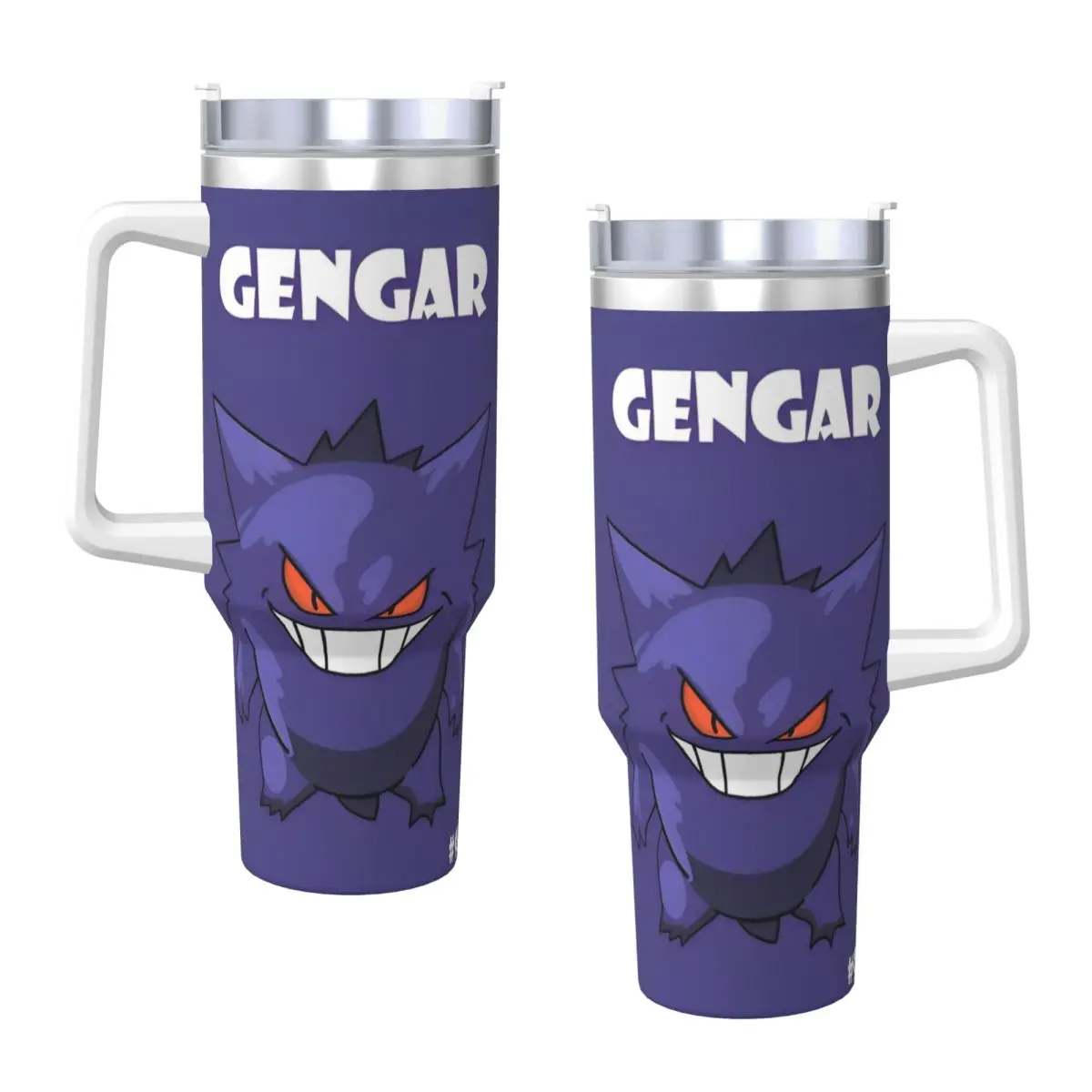 

Japanese Anime Pokemon Gengar Cartoon Car Mugs With Straws Beach Hot Drinks Water Bottle Portable 40oz Coffee Mug