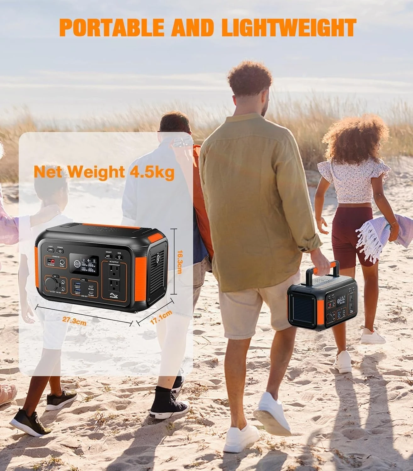 

Solar Generator 500W Portable Power Station 444Wh Solar Powered Generator 110V (1000W Peak) Pure Sine Wave AC Outlet PD 60W