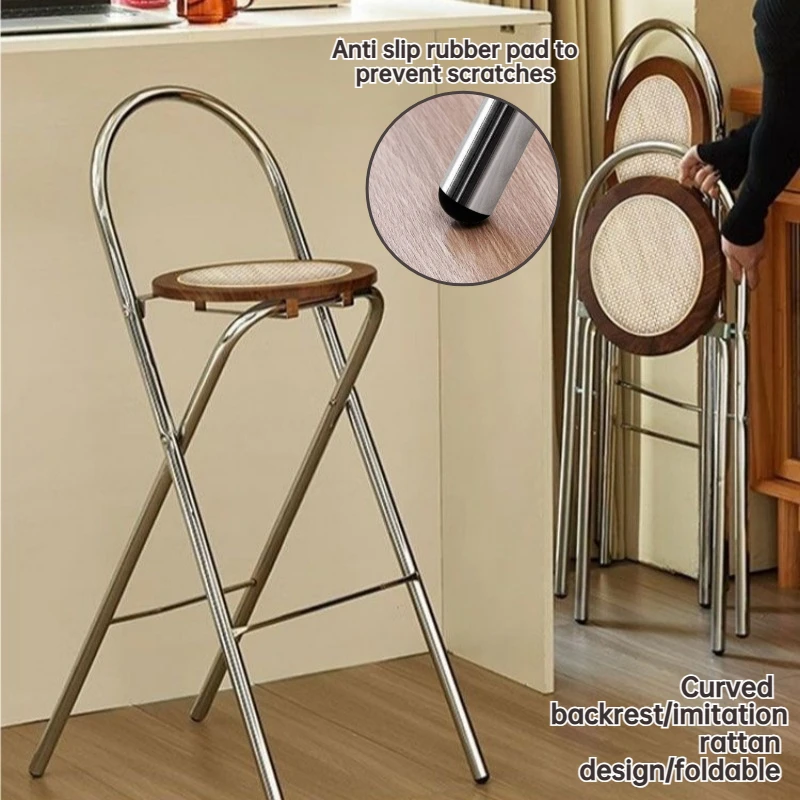 

Складной портативный обеденный стул для небольших семейных спален с простом и антикварным складным крестом в стиле имитации ткачества.