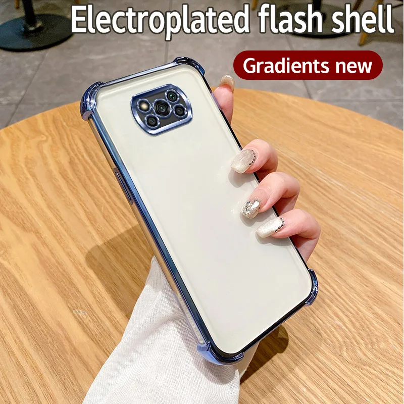 For Xiaomi Poco X3 Pro Case Xiaomi Poco X3 NFC Phone Case Shiny Glitter Plating Silicone Camera Lens Soft Back Cover