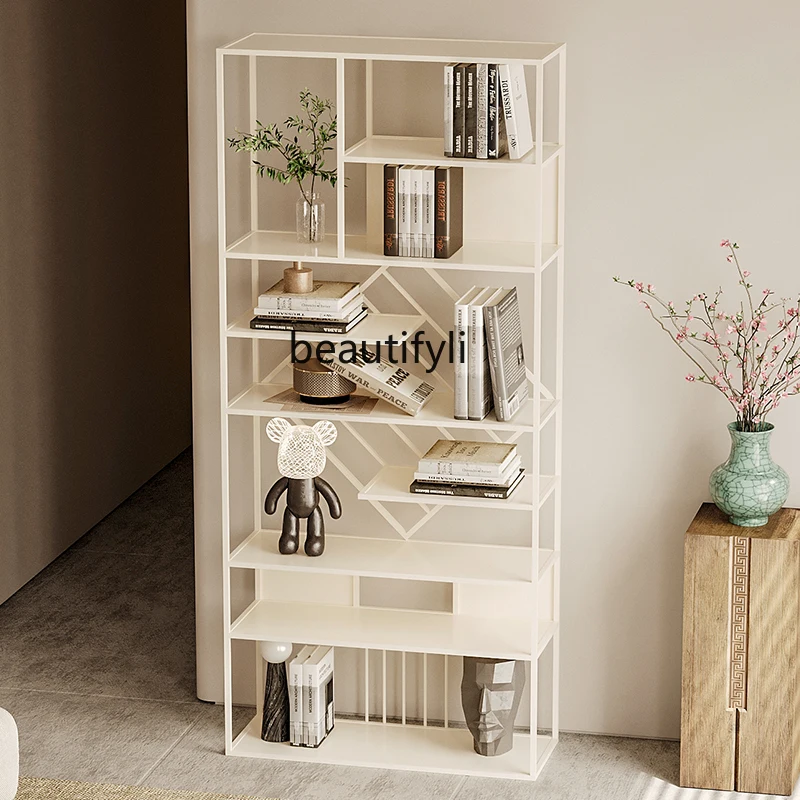 Vertical shelf Floor-to-ceiling living room Simple wrought iron against the wall Bookcase Storage rack Display rack