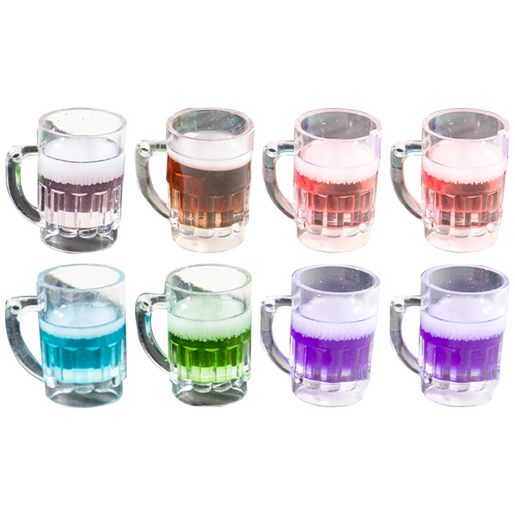 

8pcs Simulated Beer Accessories Resin Ornaments Charms for Crafts Bright Color Fine Texture Diy Jewelry Supplies Mini Cup