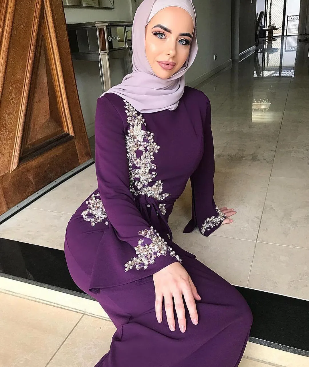 Eid Mubarak Abaya Dubai Turchia Abito Hijab musulmano Caftano Islam Abbigliamento Abaya Abiti per le donne Robe Musulman Femme Abiti